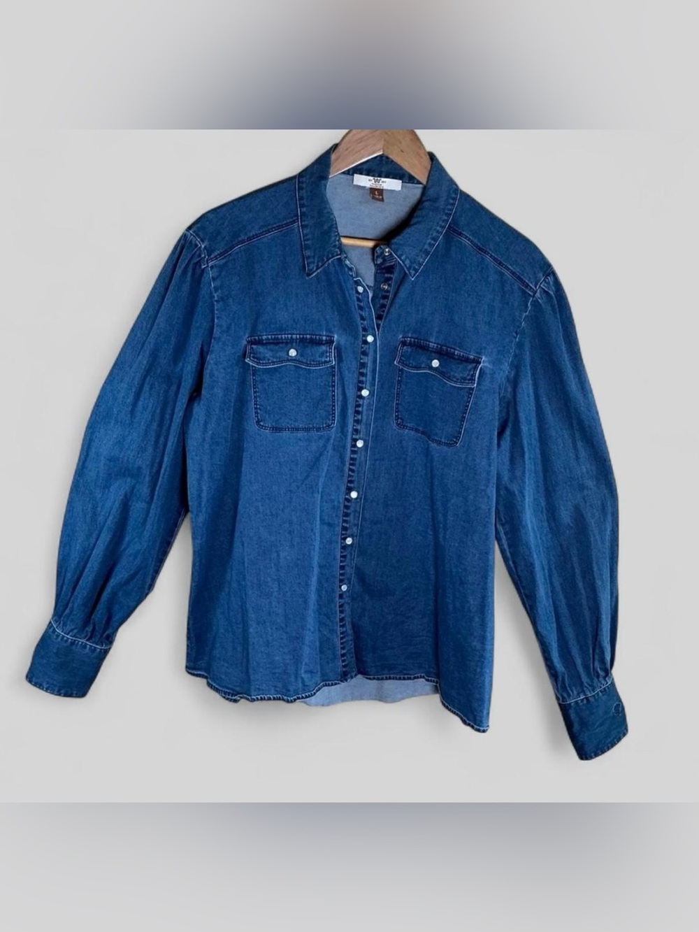King Ranch Saddle Shop Denim Pearl Snap Western Shirt Blue Heritage Size Large